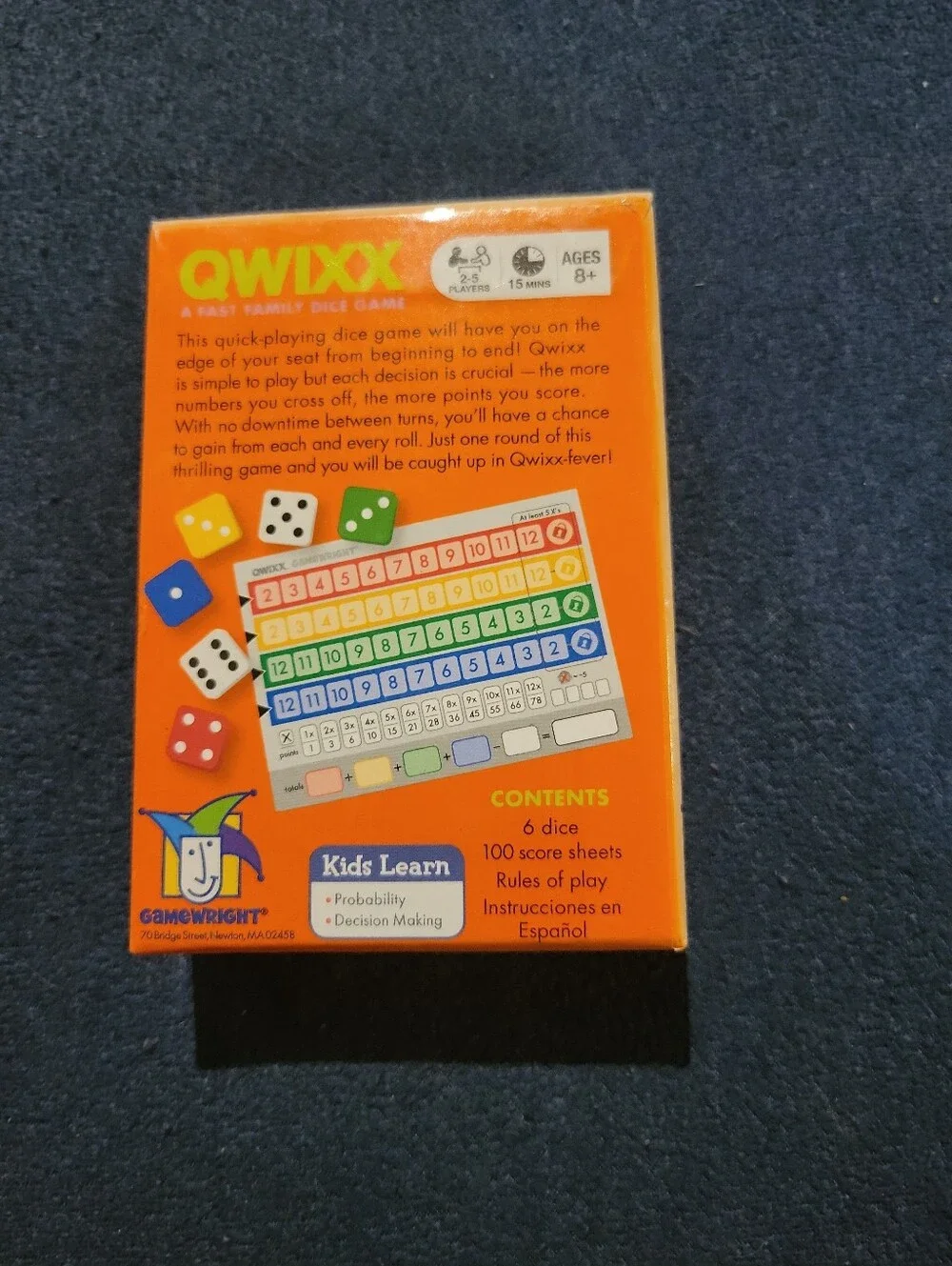New QWIXX Mensa Select Dice Game